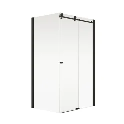 Paroi De Douche|Schulte Porte de douche coulissante avec paroi latérale l.120+90 x H.200 cm, verre transparent, profilé noir mat, MasterClass