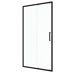 Aurlane Porte de douche coulissante 100x200 cm - Verre transparent - Profilé Noir - CRUSH