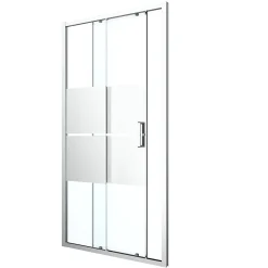 GoodHome Porte de douche coulissante l.120 x H.195 cm, bandes miroir, profilés alu chrome, Ledava