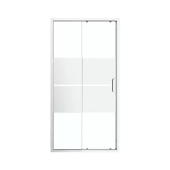 GoodHome Porte de douche coulissante l.120 x H.195 cm, bandes miroir, profilés alu chrome, Ledava