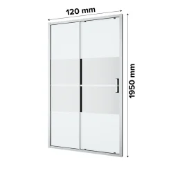 GoodHome Porte de douche coulissante l.120 x H.195 cm, bandes miroir, profilés alu chrome, Ledava