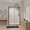 Aurlane Porte de douche Coulissante Noir 100x185cm - Extensible de 98.5 à 112.5cm - BLACK SLIDE 100