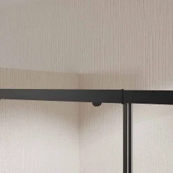 Aurlane Porte de douche Coulissante Noir 100x185cm - Extensible de 98.5 à 112.5cm - BLACK SLIDE 100