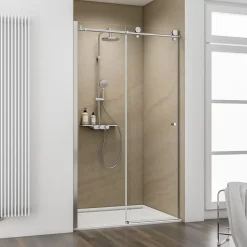 Porte De Douche|Schulte Porte de douche coulissante l.120 x H.200 cm, verre transparent anticalcaire, profilé chromé, MasterClass