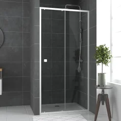 Porte De Douche|Galedo Porte de douche coulissante blanc Spot transparent 100cm