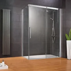 Paroi De Douche|Schulte Porte de douche coulissante avec paroi latérale ouverture droite l.140+90xH.200 cm verre anticalcaire, profilé chromé, MasterClass