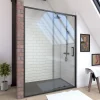 Porte De Douche|Aurlane Porte de douche coulissante 120x200 cm - Verre transparent - Profilé Noir - CRUSH
