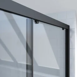 Porte De Douche|Aurlane Porte de douche coulissante 120x200 cm - Verre transparent - Profilé Noir - CRUSH