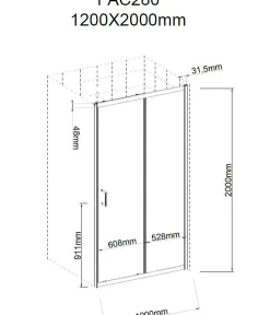 Porte De Douche|Aurlane Porte de douche coulissante 120x200 cm - Verre transparent - Profilé Noir - CRUSH