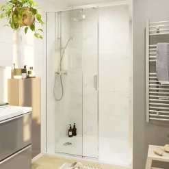 Porte De Douche|GoodHome Porte de douche coulissante PMR l.120 x 195 cm, profilés finition chrome, Ledava