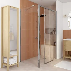 Porte De Douche|GoodHome Porte de douche coulissante PMR l.120 x 195 cm, profilés finition chrome, Ledava