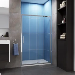 AICA Sanitaire Porte de douche coulissante 150cm en 5mm verre trempé porte de douche Hauteur 190cm Installation en niche