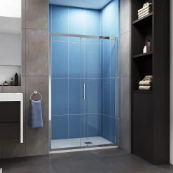 AICA Sanitaire Porte de douche coulissante 150cm en 5mm verre trempé porte de douche Hauteur 190cm Installation en niche