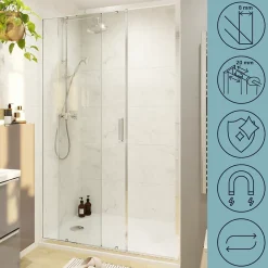 Porte De Douche|GoodHome Porte de douche coulissante l.120 x H.195 cm, verre transparent, profilés alu chrome, Ledava