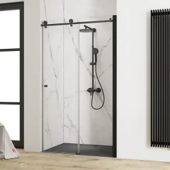 Porte De Douche|Schulte Porte de douche coulissante l.160 x H.200 cm, verre transparent, profilé noir mat, MasterClass