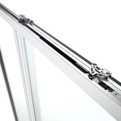GoodHome Porte de douche coulissante l.140 x H.195 cm, bandes miroir, profilés alu chrome, Ledava