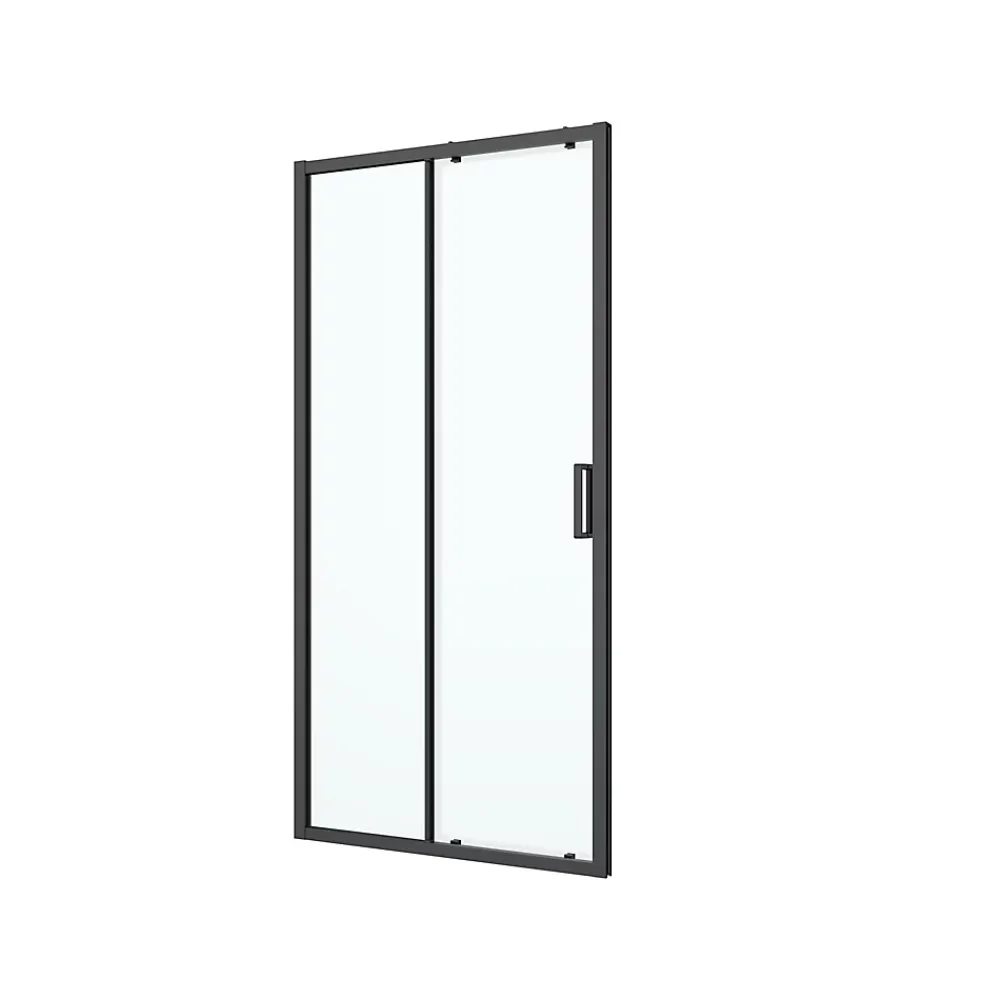 GoodHome Porte de douche coulissante l.120 x H.195 cm, profilés alu noir, Ledava