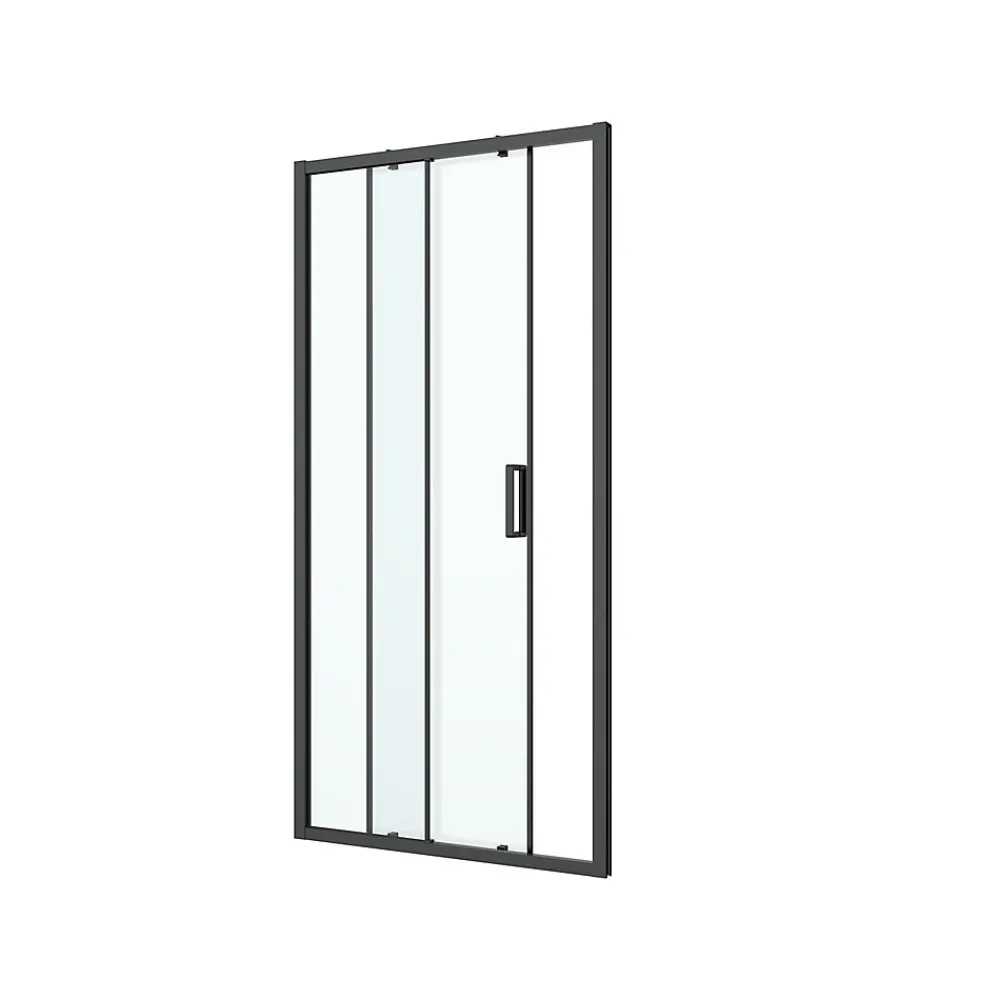 GoodHome Porte de douche coulissante l.120 x H.195 cm, profilés alu noir, Ledava