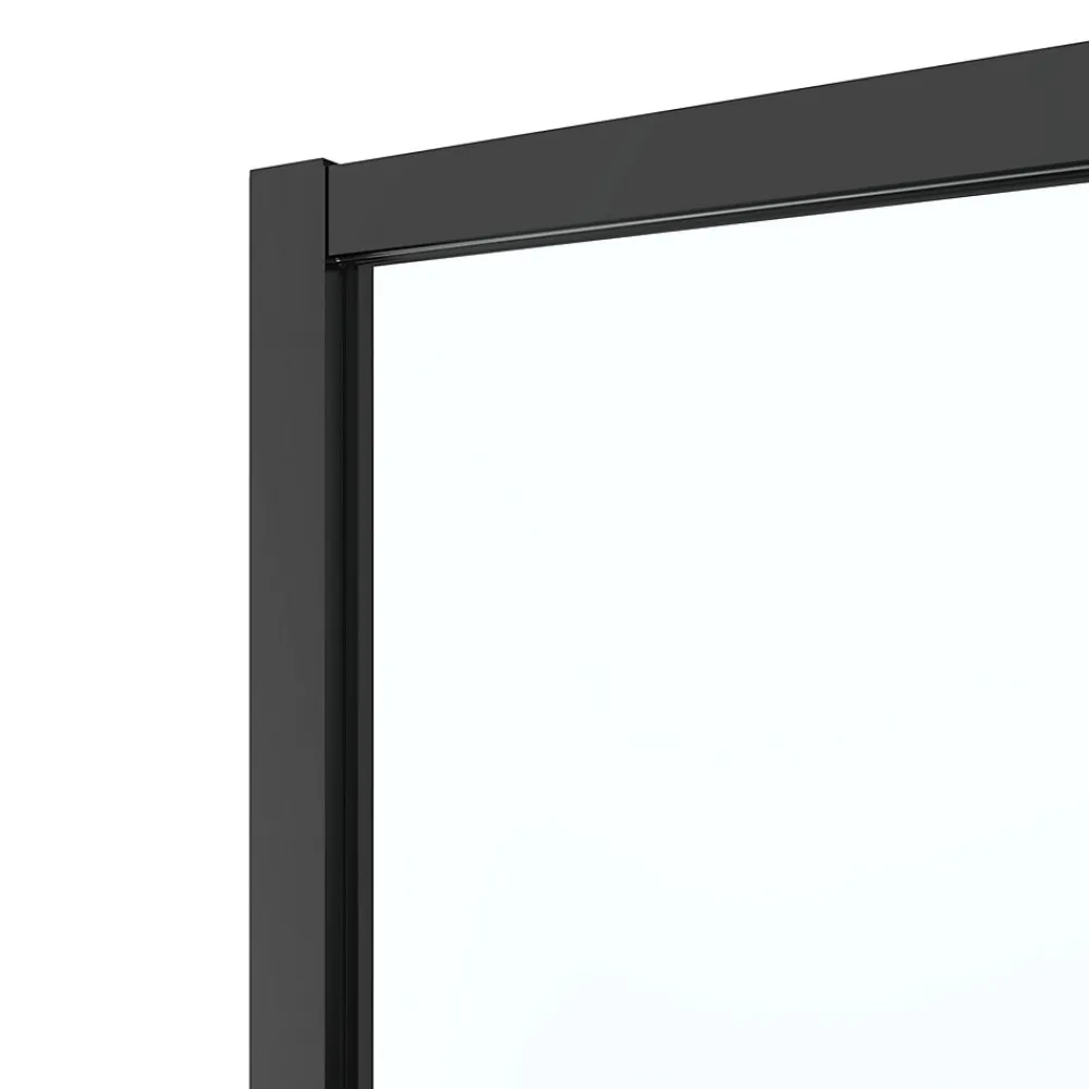 GoodHome Porte de douche coulissante l.120 x H.195 cm, profilés alu noir, Ledava
