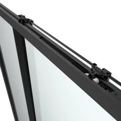 GoodHome Porte de douche coulissante l.120 x H.195 cm, profilés alu noir, Ledava