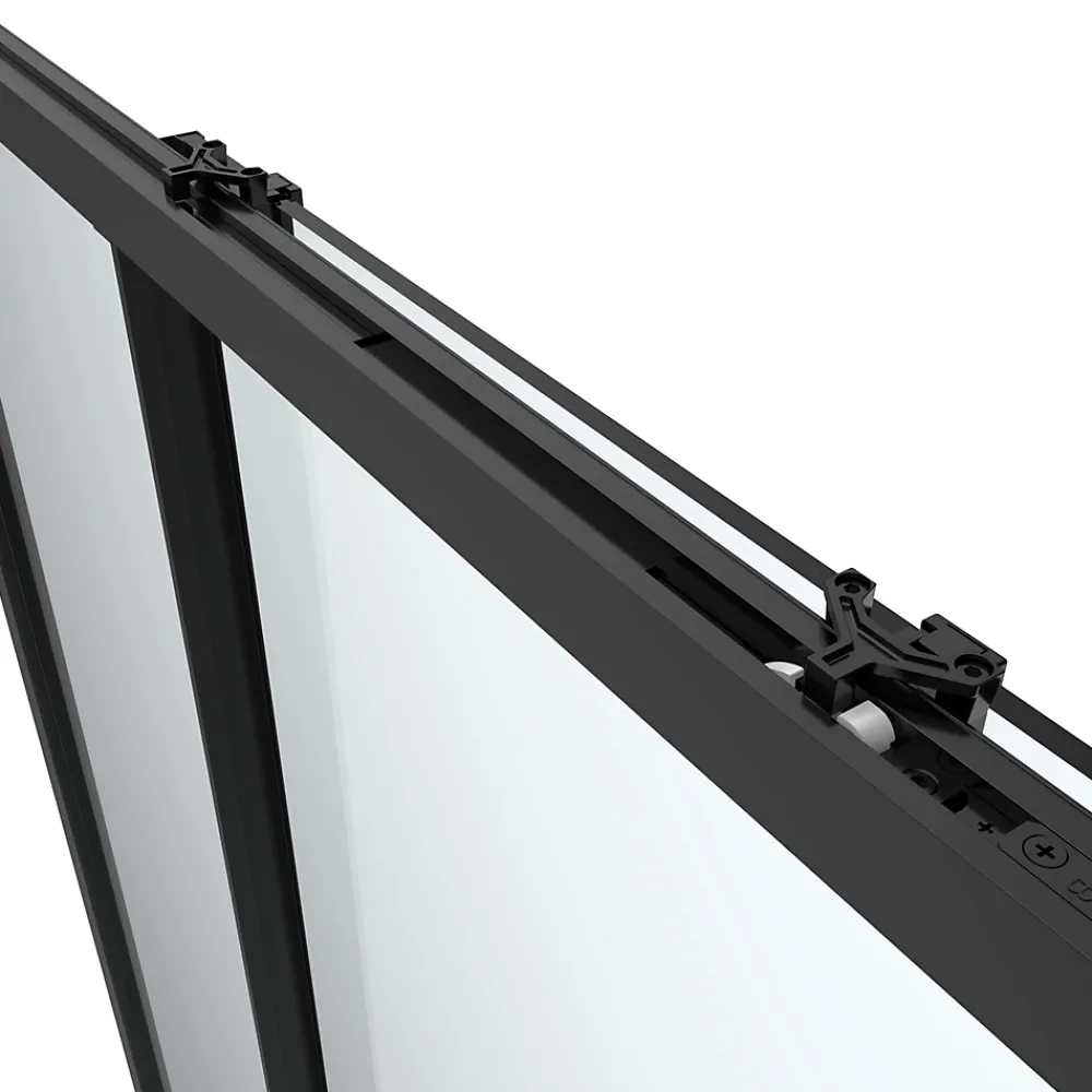 GoodHome Porte de douche coulissante l.120 x H.195 cm, profilés alu noir, Ledava