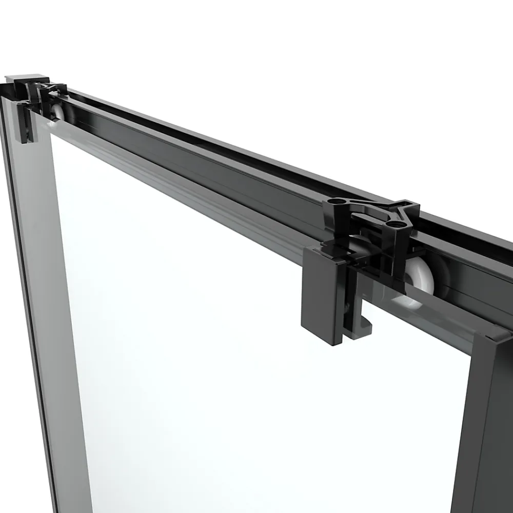 GoodHome Porte de douche coulissante l.120 x H.195 cm, profilés alu noir, Ledava