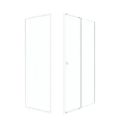 Galedo Porte de douche coulissante et paroi l.120 + 80 x H.185 cm profilés blancs, Spot