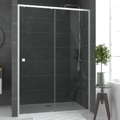 Porte De Douche|Galedo Porte de douche coulissante blanc Spot transparent 140cm