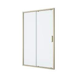 GoodHome Porte de douche coulissante l.120 x H.195 cm, verre transparent, profilés alu finition doré brossé, Ledava