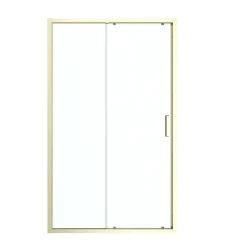 GoodHome Porte de douche coulissante l.120 x H.195 cm, verre transparent, profilés alu finition doré brossé, Ledava