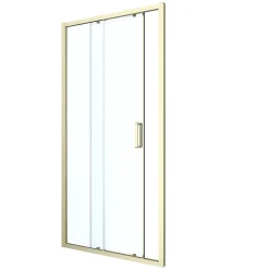 GoodHome Porte de douche coulissante l.120 x H.195 cm, verre transparent, profilés alu finition doré brossé, Ledava