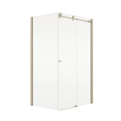 Schulte Porte de douche coulissante avec paroi latérale l.100+80 x H.200 cm, verre transparent, profilé doré mat, MasterClass
