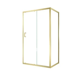 Galedo Porte de douche coulissante et paroi fixe l.120 + 80 x H.200 cm profilés doré brossé, Factory