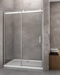 Porte De Douche|Laneri Porte de douche de 8 mm pour installation en niche H.190 avec ouverture coulissante et rèversible - 130 cm