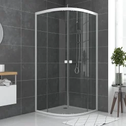 Galedo Porte de douche en angle circulaire blanc Spot 90 x 90cm