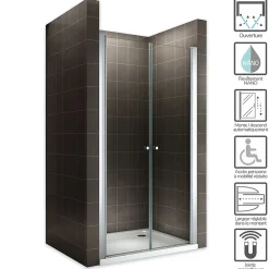 Saniverre Porte de douche GINA H.195 réglable de 84 à 88 cm verre 6 mm transparent -