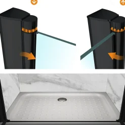 Porte De Douche|Saniverre Porte de douche GINA-BLACK H.195 cm, largeur réglable 104 à 108 cm, verre 6 mm, anticalcaire -