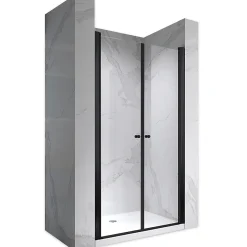 Porte De Douche|Saniverre Porte de douche GINA-BLACK H.195 cm, largeur réglable 104 à 108 cm, verre 6 mm, anticalcaire -