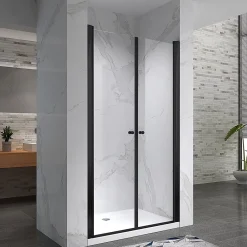 Porte De Douche|Saniverre Porte de douche GINA-BLACK H.180 cm, largeur réglable 100 à 104 cm, verre 6 mm, anticalcaire -