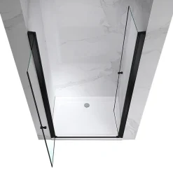 Porte De Douche|Saniverre Porte de douche GINA-BLACK H.180 cm, largeur réglable 100 à 104 cm, verre 6 mm, anticalcaire -