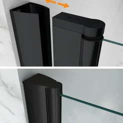Porte De Douche|Saniverre Porte de douche GINA-BLACK H.180 cm, largeur réglable 100 à 104 cm, verre 6 mm, anticalcaire -