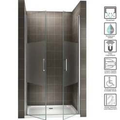 Porte De Douche|Saniverre Porte de douche KAYA H.180 réglable de 77 à 80 cm verre 6 mm semi-opaque -