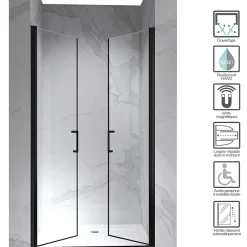 Porte De Douche|Saniverre Porte de douche KAYA-BLACK H. 180, l. 95-98 cm, verre transparent 6 mm anticalcaire -