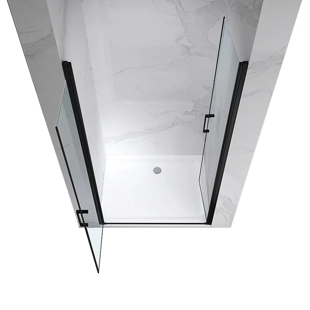 Porte De Douche|Saniverre Porte de douche KAYA-BLACK H. 180, l. 95-98 cm, verre transparent 6 mm anticalcaire -
