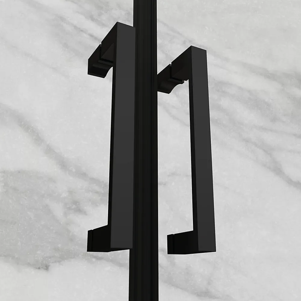 Porte De Douche|Saniverre Porte de douche KAYA-BLACK H. 180, l. 95-98 cm, verre transparent 6 mm anticalcaire -