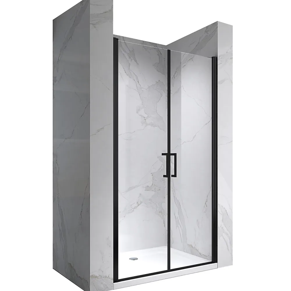 Porte De Douche|Saniverre Porte de douche KAYA-BLACK H. 180, l. 95-98 cm, verre transparent 6 mm anticalcaire -