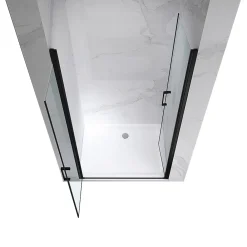 Saniverre Porte de douche KAYA-BLACK H. 195, l. 77-80 cm, verre transparent 6 mm anticalcaire -