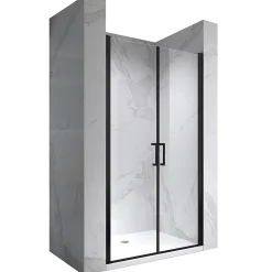 Saniverre Porte de douche KAYA-BLACK H. 195, l. 77-80 cm, verre transparent 6 mm anticalcaire -