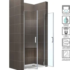 Saniverre Porte de douche KIMI H.180 largeur réglable 88 à 91 cm verre transparent -