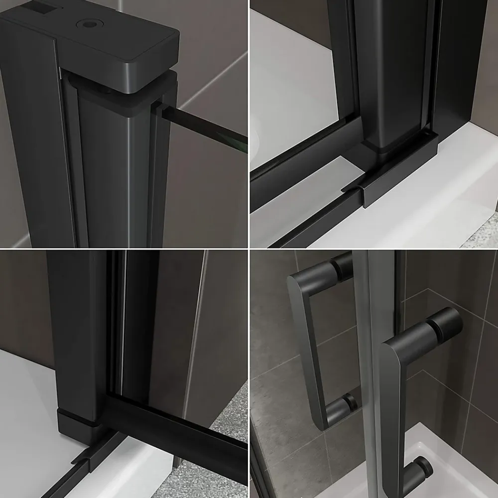 Porte De Douche|Saniverre Porte de douche KIMIBLACK H.190 largeur réglable 97 à 100 cm verre transparent -